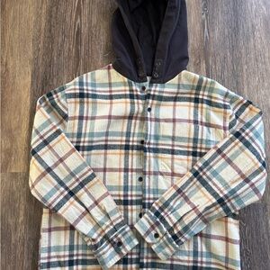 Zara Multicolor Plaid Shirt with Hood